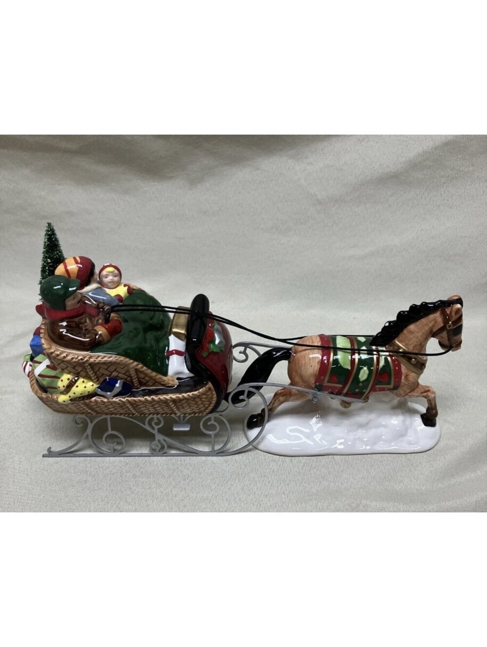 Dept. 56 Snow Village  Horse Sleigh Family Children Hayride Retired